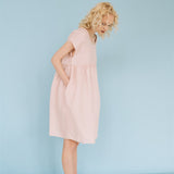 LOLA oversize linen tunic dress powder pink - MOO Linen Shop