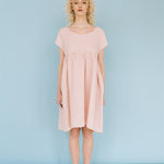 LOLA oversize linen tunic dress powder pink - MOO Linen Shop