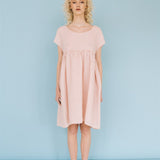 LOLA oversize linen tunic dress powder pink - MOO Linen Shop