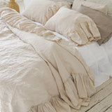 LONG RUFFLE duvet cover set white - MOO Linen Shop
