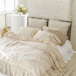 LONG RUFFLE duvet cover set white - MOO Linen Shop