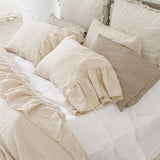 LONG RUFFLE duvet cover set white - MOO Linen Shop