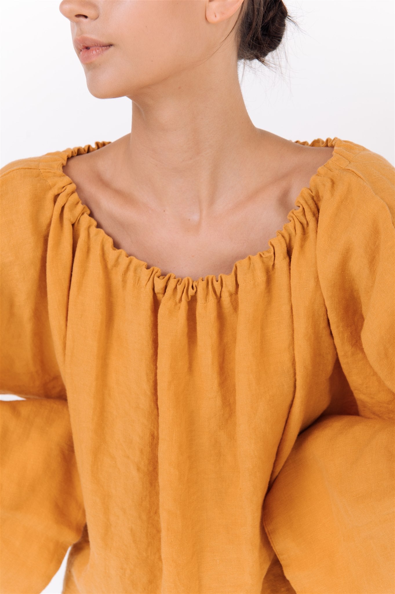 LOTUS linen kaftan dress white - MOO Linen Shop