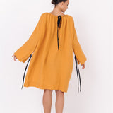 LOTUS linen kaftan dress white - MOO Linen Shop