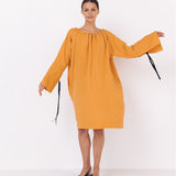 LOTUS linen kaftan dress white - MOO Linen Shop