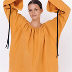 LOTUS linen kaftan dress white - MOO Linen Shop