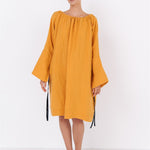 LOTUS linen kaftan dress white - MOO Linen Shop