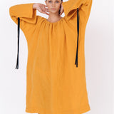 LOTUS linen kaftan dress white - MOO Linen Shop