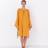 LOTUS linen kaftan dress white - MOO Linen Shop