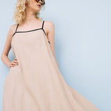 LOVE maxi slip dress beige - MOO Linen Shop