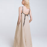 LOVE maxi slip dress beige - MOO Linen Shop