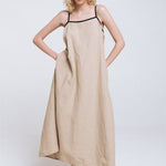LOVE maxi slip dress beige - MOO Linen Shop