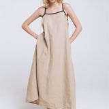 LOVE maxi slip dress beige - MOO Linen Shop