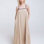 LOVE maxi slip dress beige - MOO Linen Shop