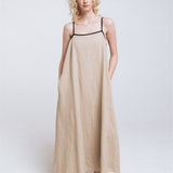 LOVE maxi slip dress beige - MOO Linen Shop