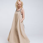 LOVE maxi slip dress beige - MOO Linen Shop