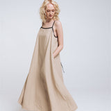 LOVE maxi slip dress beige - MOO Linen Shop