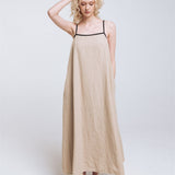 LOVE maxi slip dress beige - MOO Linen Shop