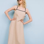 LOVE maxi slip dress beige - MOO Linen Shop