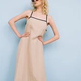 LOVE maxi slip dress beige - MOO Linen Shop