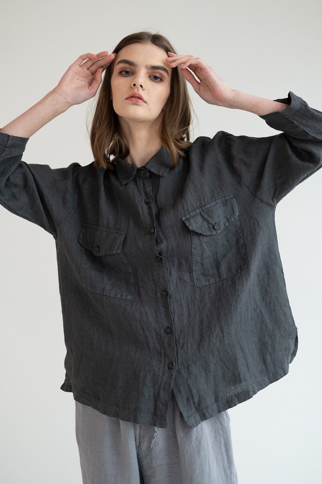 LUCIA linen shirt natural - MOO Linen Shop