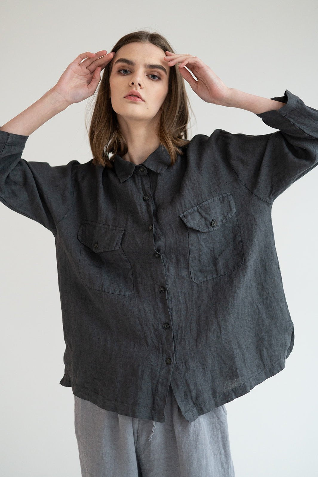 LUCIA linen shirt natural - MOO Linen Shop