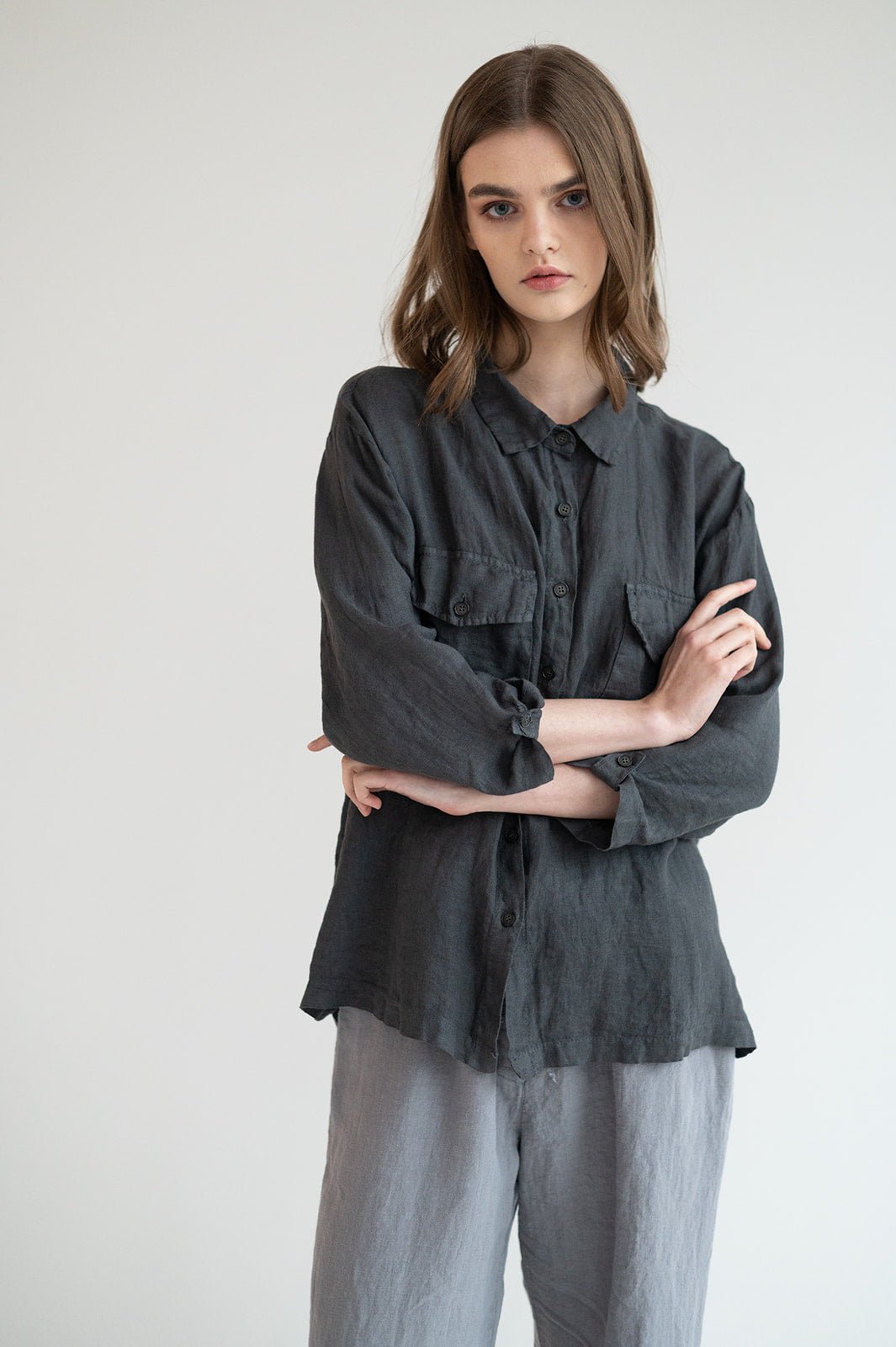LUCIA linen shirt natural - MOO Linen Shop