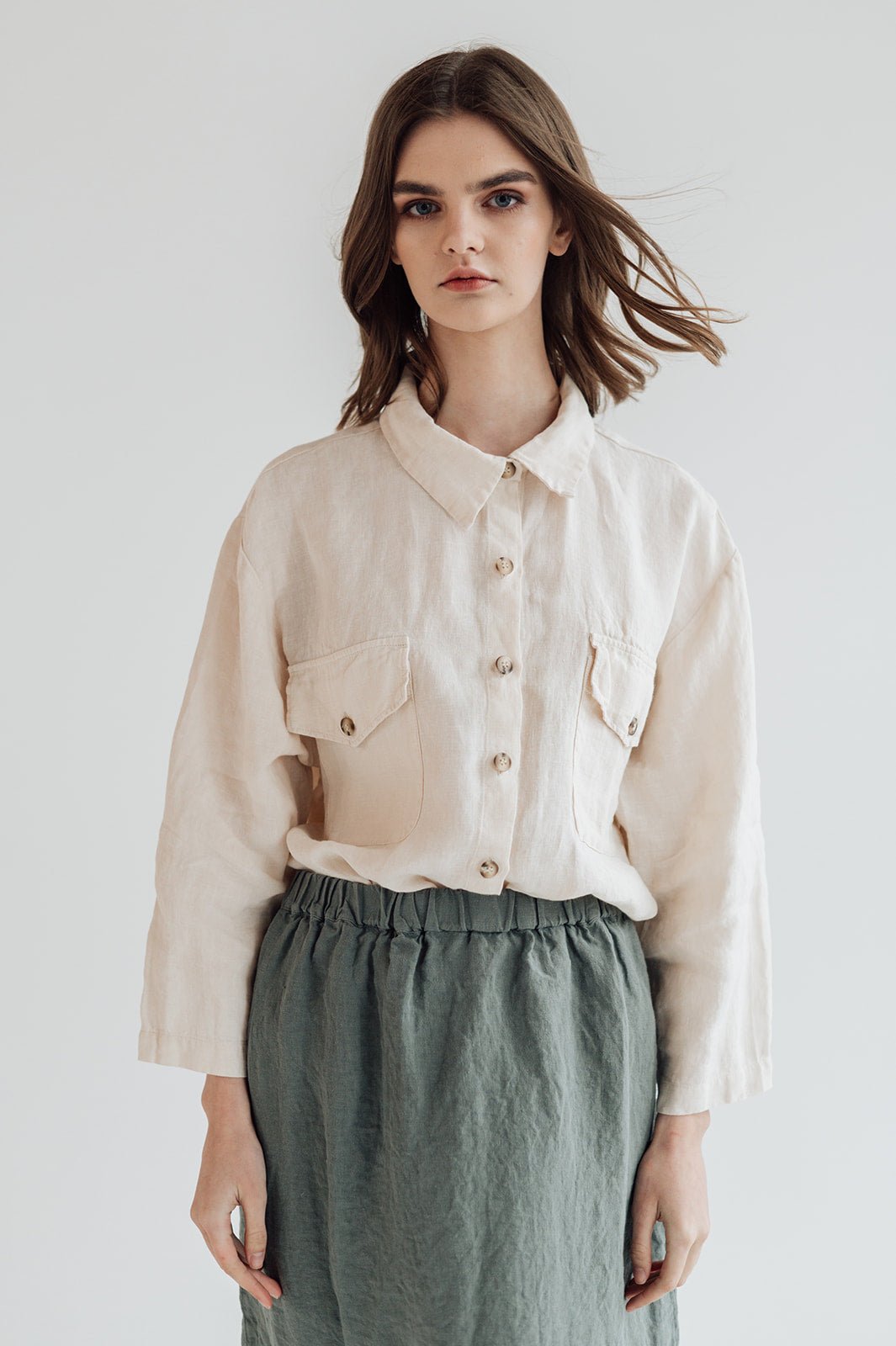 LUCIA linen shirt natural - MOO Linen Shop