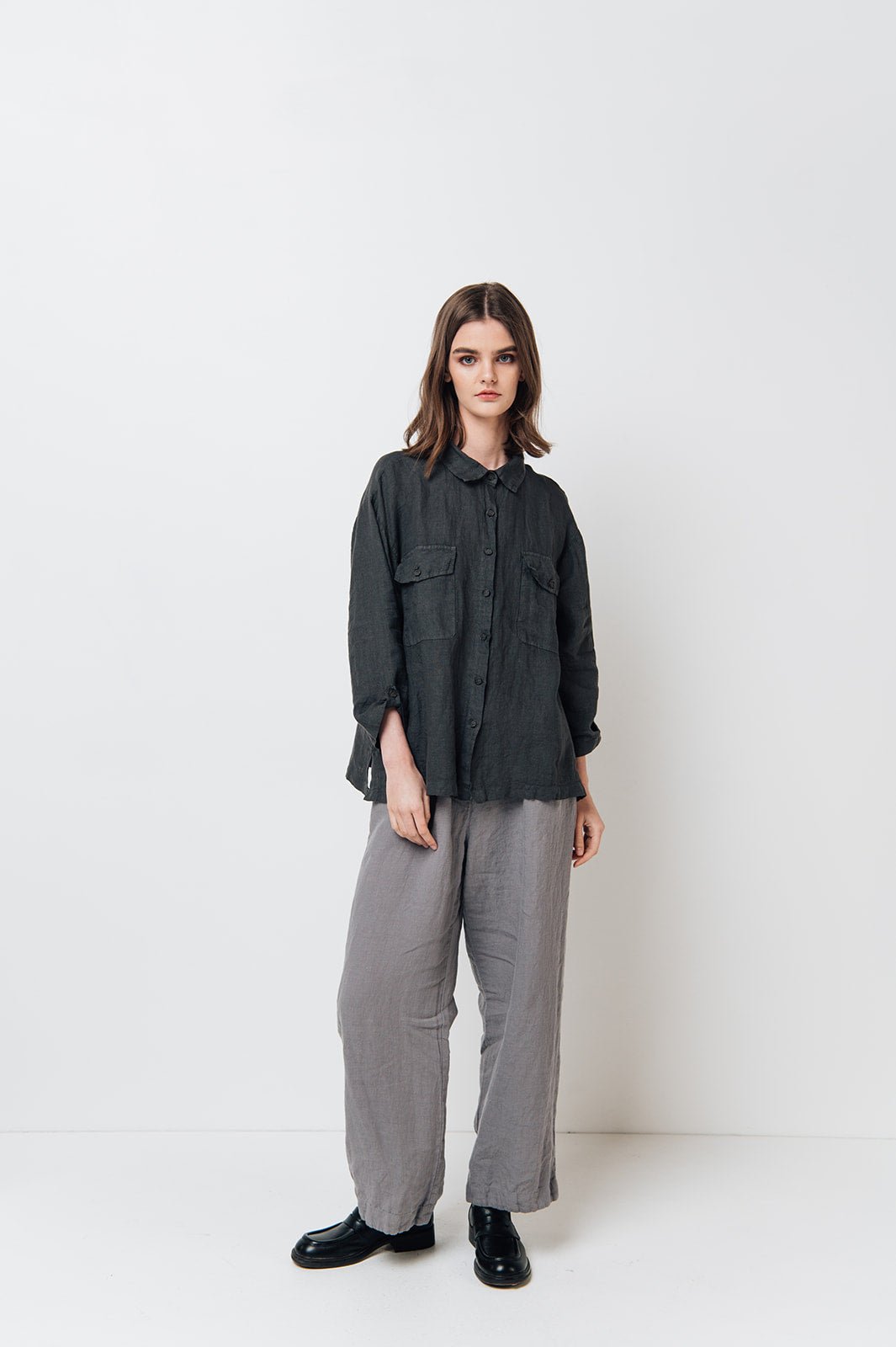 LUCIA linen shirt natural - MOO Linen Shop