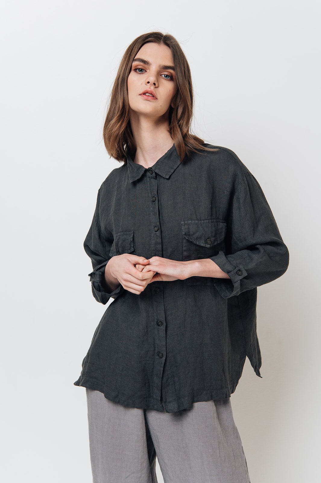 LUCIA linen shirt natural - MOO Linen Shop