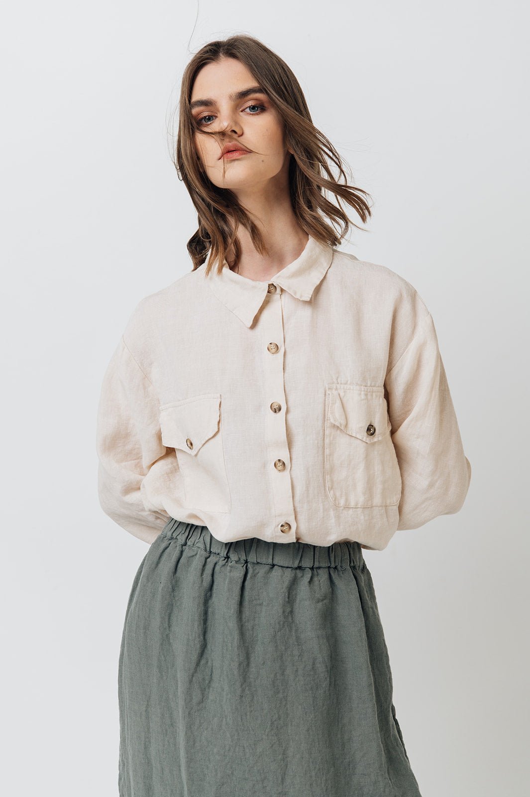 LUCIA linen shirt natural - MOO Linen Shop