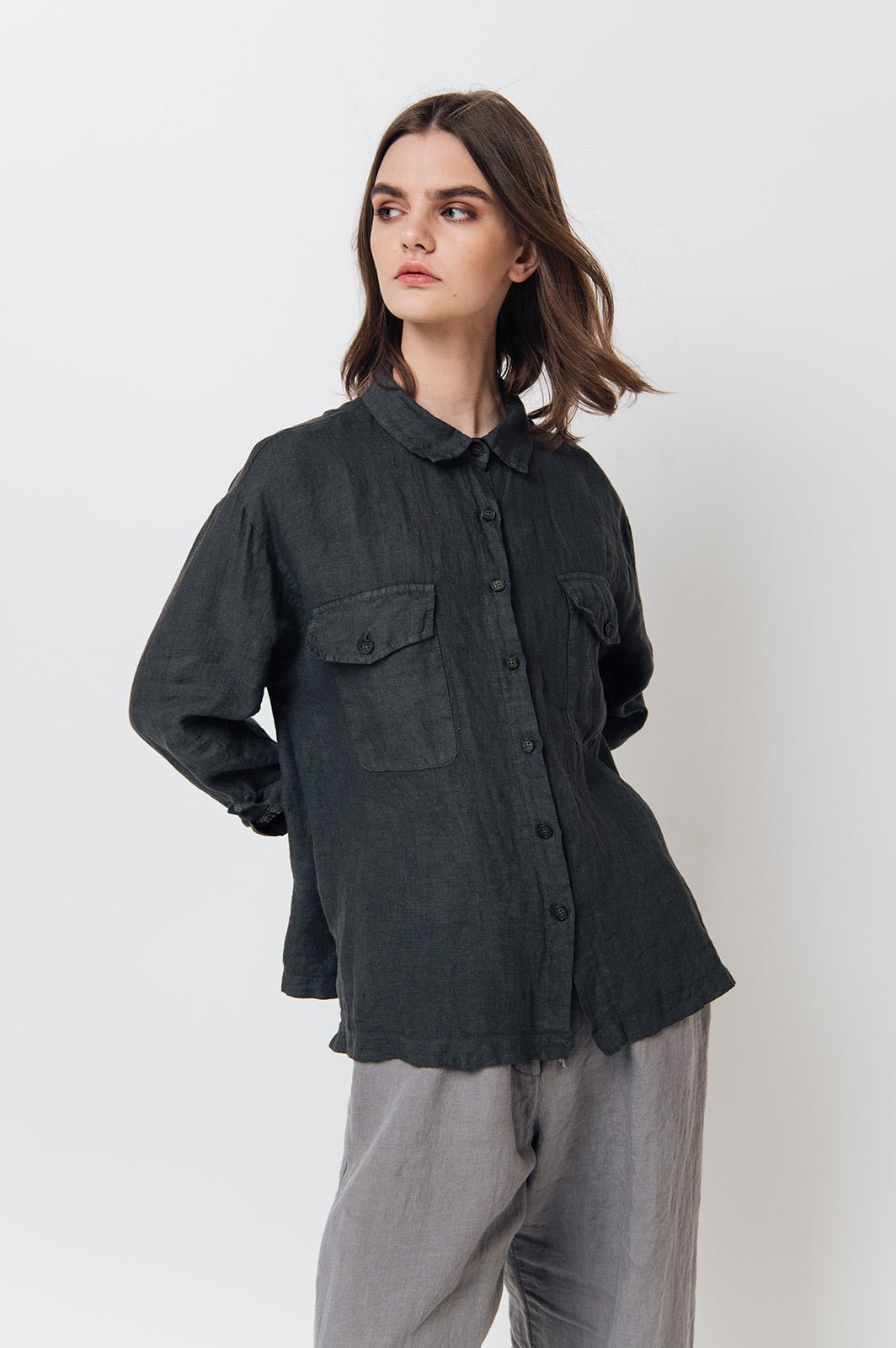 LUCIA linen shirt natural - MOO Linen Shop