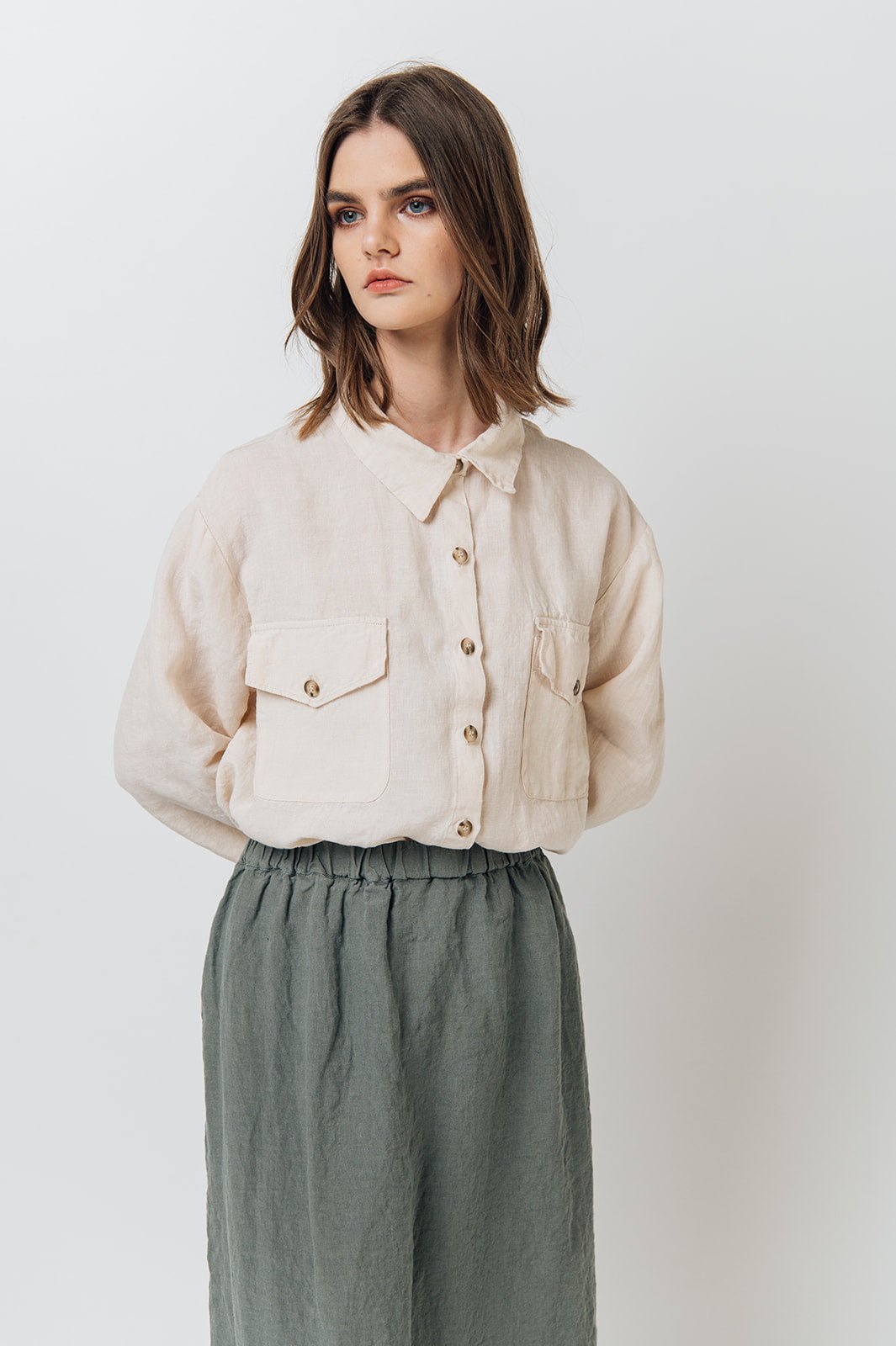 LUCIA linen shirt natural - MOO Linen Shop