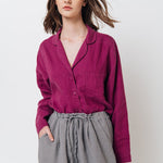 MAGENTA linen shirt natural - MOO Linen Shop