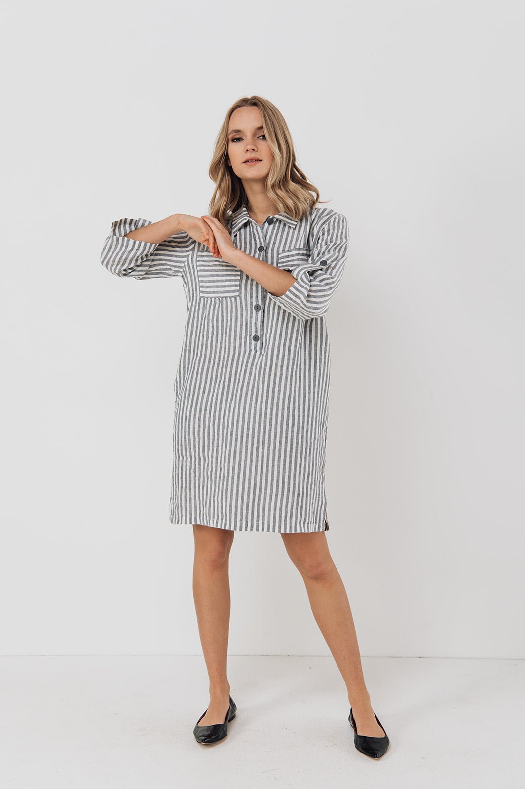 MARA shirt dress cream - MOO Linen Shop