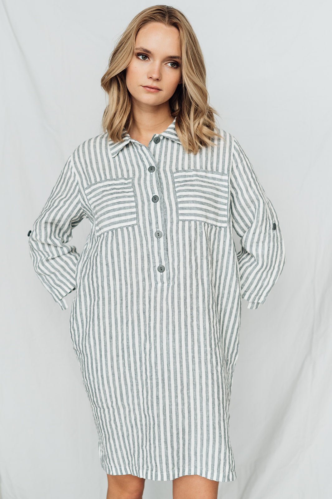 MARA shirt dress cream - MOO Linen Shop