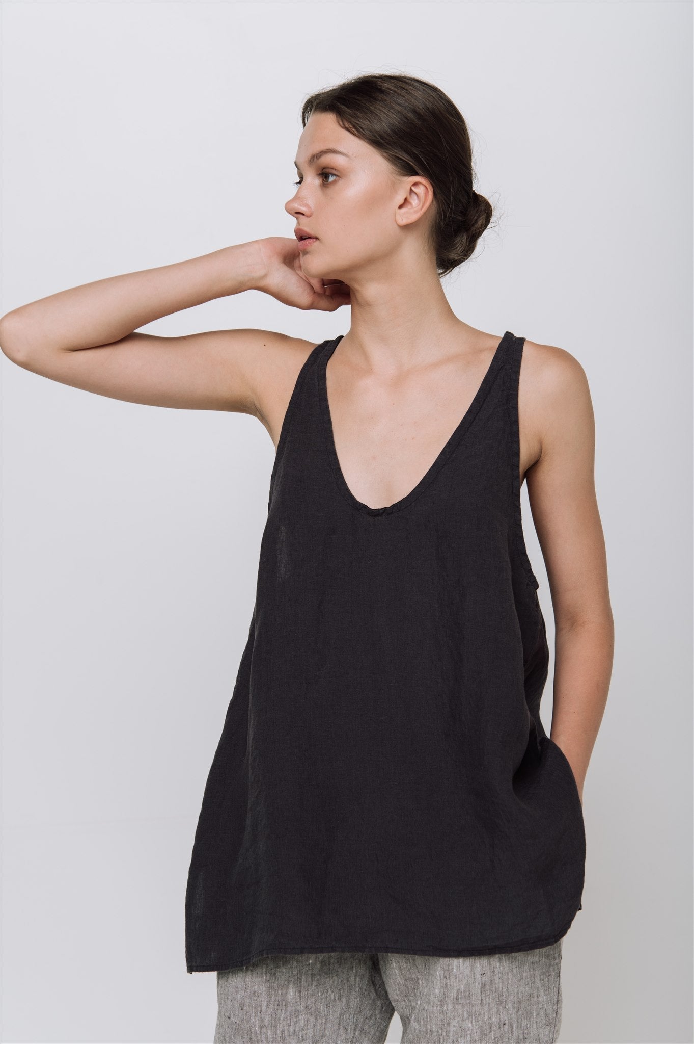 MIA slip top natural - MOO Linen Shop
