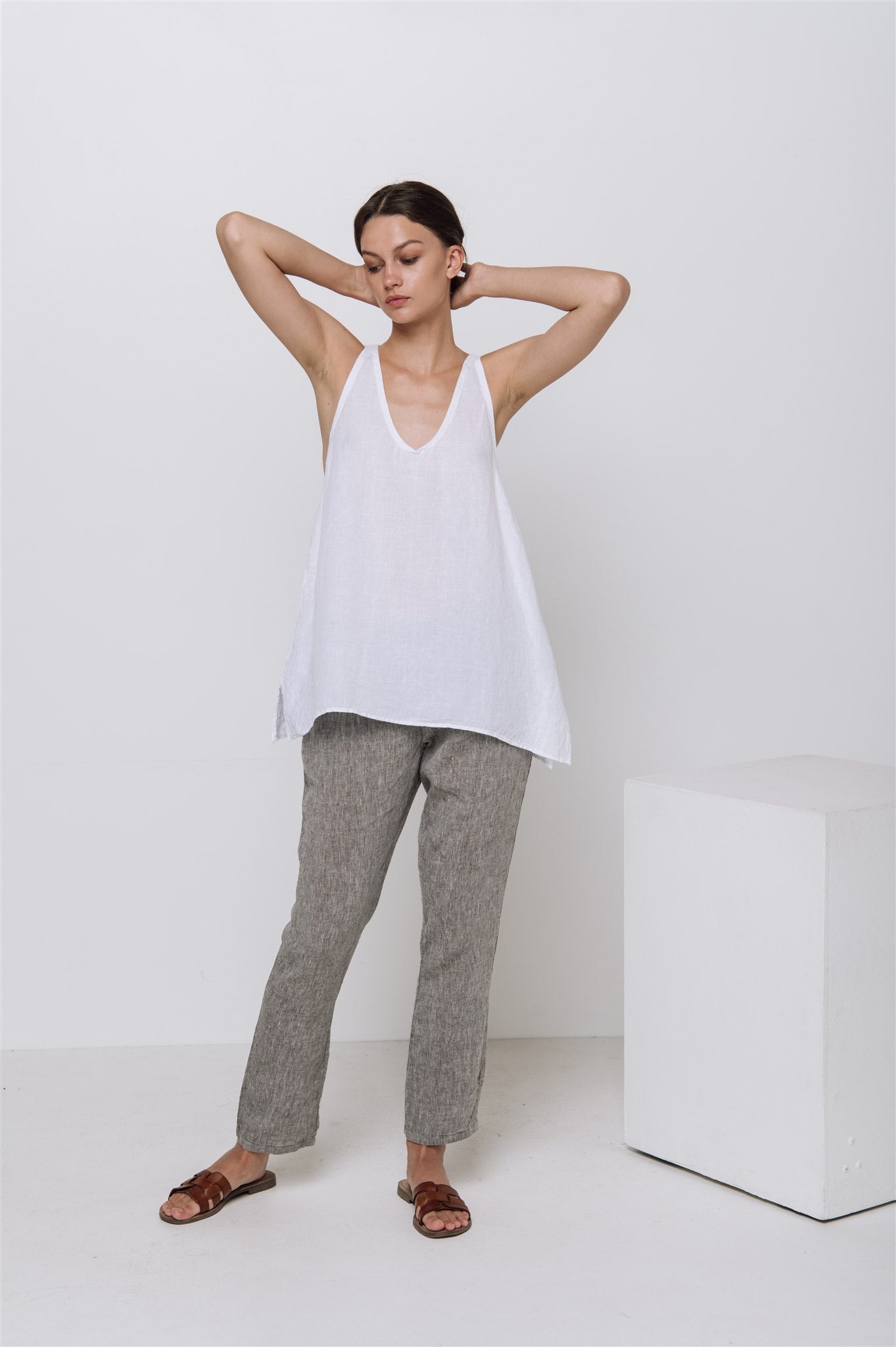 MIA slip top natural - MOO Linen Shop