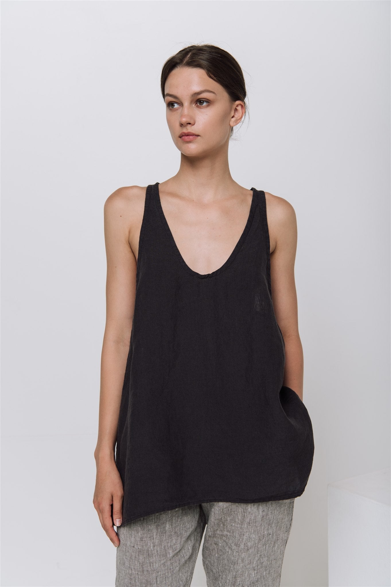 MIA slip top natural - MOO Linen Shop