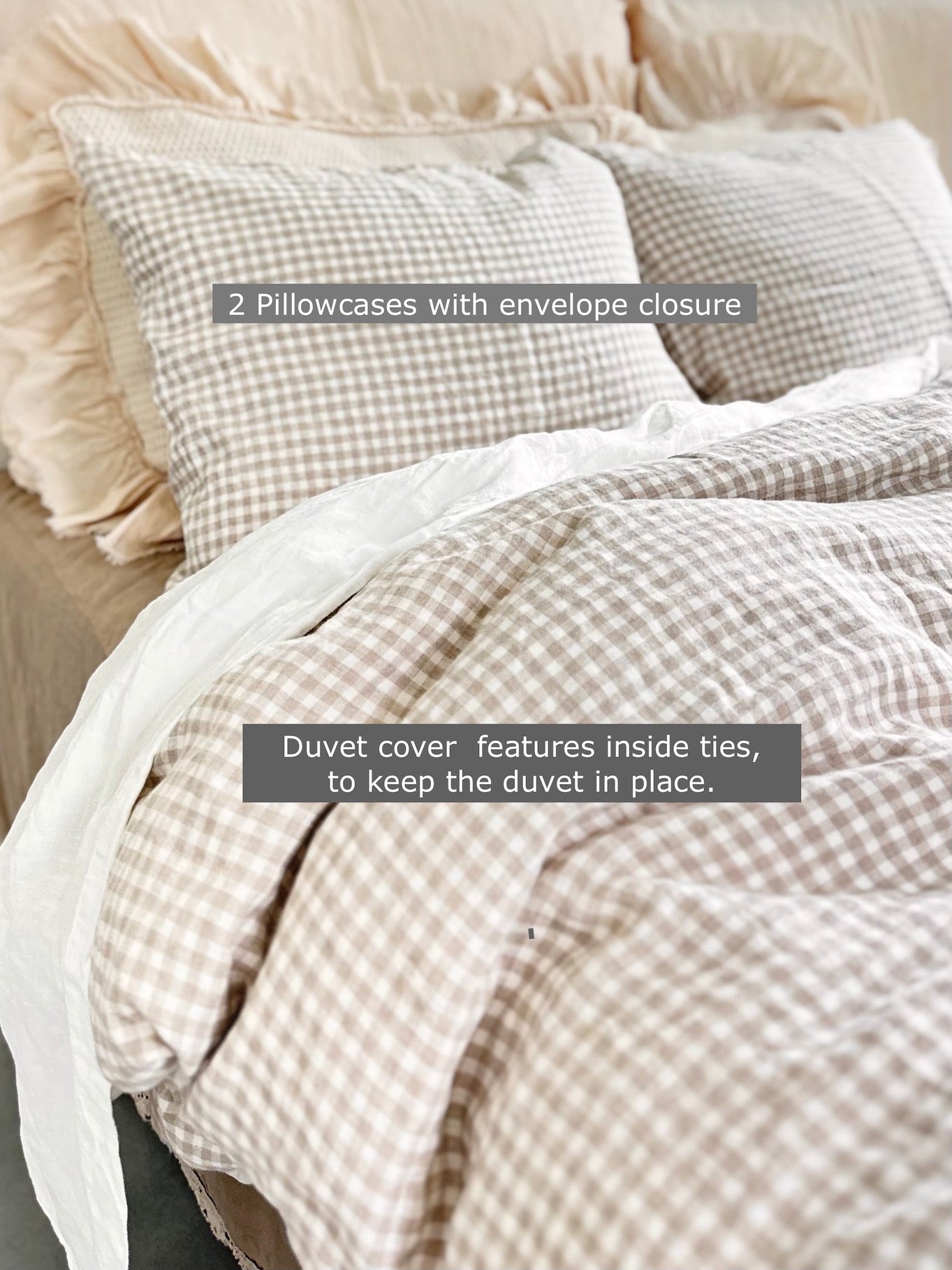 Natural linen duvet cover set natural - MOO Linen Shop