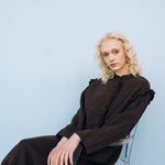 NO 1 long linen dress ebony brown - MOO Linen Shop