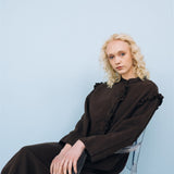 NO 1 long linen dress ebony brown - MOO Linen Shop