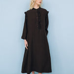 NO 1 long linen dress ebony brown - MOO Linen Shop
