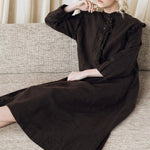NO 1 long linen dress ebony brown - MOO Linen Shop
