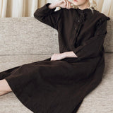 NO 1 long linen dress ebony brown - MOO Linen Shop