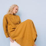 No. 2 long linen dress ebony brown - MOO Linen Shop