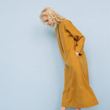 No. 2 long linen dress ebony brown - MOO Linen Shop