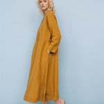 No. 2 long linen dress ebony brown - MOO Linen Shop