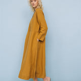 No. 2 long linen dress ebony brown - MOO Linen Shop