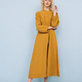 No. 2 long linen dress ebony brown - MOO Linen Shop